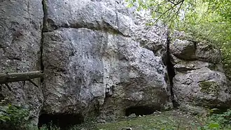 Ściana Rygla ze schroniskami i Szczeliną w Ryglu