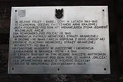 Tablica poświęcona oddziałowi partyzanckiemu Armii Krajowej