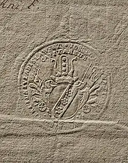 Odcisk pieczęci Józefa Ignacego Brzezińskiego z herbem Doliwa