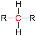 Atom węgla z przyłączonymi dwiema grupami funkcyjnymi (R) i dwoma atomami wodoru