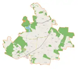 Mapa konturowa gminy Secemin, w centrum znajduje się punkt z opisem „Secemin”