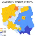 Zwycięzcy w okręgach wyborczych
