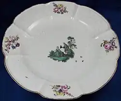 Talerz z serwisu„Zielony Watteau”, ok. 1738