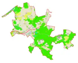 Mapa konturowa gminy Sianów, u góry znajduje się punkt z opisem „Bielkowo”