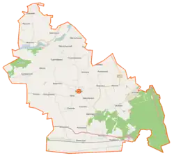 Mapa konturowa gminy Sicienko, po prawej znajduje się punkt z opisem „Tryszczyn Las”