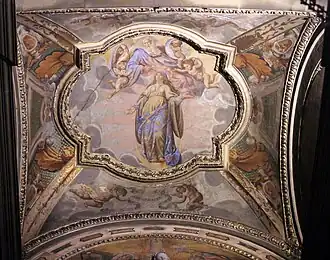 Immacolata concezione (Niepokalane poczęcie), ok. 1633, fresk na lunecie w kaplicy Martelli w kościele San Gaetano