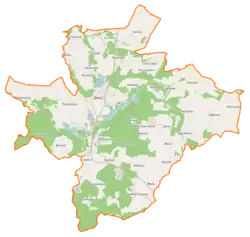 Mapa konturowa gminy Skoki, u góry nieco na lewo znajduje się punkt z opisem „Lechlin”