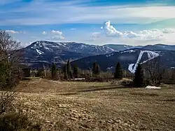 Widok na Skrzyczne z osiedla Podmagura