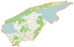 Mapa konturowa gminy Smołdzino, na dole znajduje się punkt z opisem „Jałowce”