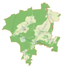 Mapa konturowa gminy Sośnicowice, u góry znajduje się punkt z opisem „Rachowice”
