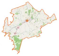 Mapa konturowa gminy Sokółka, po lewej znajduje się punkt z opisem „Geniusze”