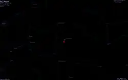 Ilustracja. Słońce zaznaczone strzałką jest widoczne obok Zubenelgenubi.