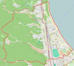 Mapa konturowa Sopotu, po prawej znajduje się punkt z opisem „SPATiF”