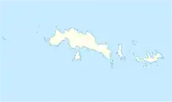 Mapa konturowa Orkadów Południowych, w centrum znajduje się punkt z opisem „Signy”