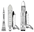 Buran vs. orbiter STS (po lewej rakieta Sojuz)