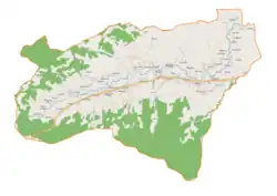Mapa konturowa gminy Spytkowice, blisko centrum na lewo znajduje się punkt z opisem „Kompleks Beskid Spytkowice”