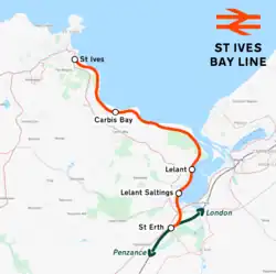 Mapa przebiegu linii kolejowej