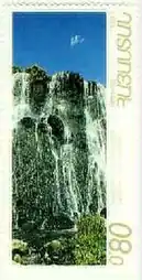 Znaczek pocztowy z wodospadem Szaki.