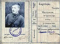 Stanisław Nilski-Łapiński - legitymacja I Brygady Legionów