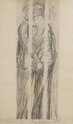 Stanisław Wyspiański, Wernyhora, szkic do witrażu w katedrze na Wawelu, ołówek, papier, 1900, Muzeum Narodowe w Krakowie.