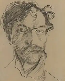 Stanisław Wyspiański, Autoportret miesiąc przed śmiercią, papier, kredka, 1907