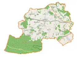 Mapa konturowa gminy Stara Kamienica, blisko centrum na lewo u góry znajduje się punkt z opisem „Sosnka”