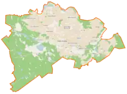 Mapa konturowa gminy Stara Kiszewa, w centrum znajduje się punkt z opisem „Zamek Kiszewski”