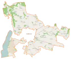 Mapa konturowa gminy wiejskiej Stargard, na dole znajduje się punkt z opisem „Witkowo Pyrzyckie”