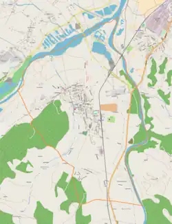 Mapa konturowa Starego Sącza, na dole po prawej znajduje się punkt z opisem „Cyganowice”