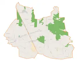Mapa konturowa gminy Stary Zamość, blisko centrum po prawej na dole znajduje się punkt z opisem „Wisłowiec”