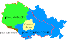 Porównanie granic powiatu częstochowskiego z lat 1867–1952 i współczesnych
