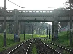 Kilometr 158,200 linii kolejowej, widok w kierunku Bydgoszczy Leśnej