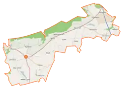 Mapa konturowa gminy Stolno, w centrum znajduje się punkt z opisem „Łyniec”