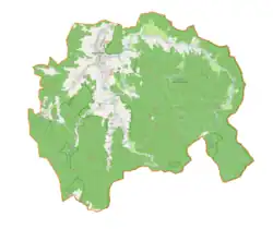Mapa konturowa gminy Stronie Śląskie, blisko centrum u góry znajduje się punkt z opisem „Młynowiec”
