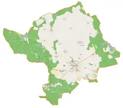 Mapa konturowa gminy Strzelce Krajeńskie, po prawej nieco na dole znajduje się punkt z opisem „Gardzko”