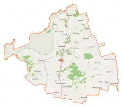 Mapa konturowa gminy Suchowola, w centrum znajduje się punkt z opisem „Podgaje”