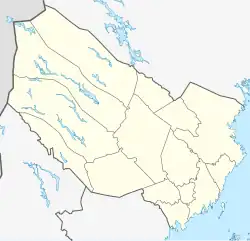 Mapa konturowa Västerbotten, na dole po prawej znajduje się punkt z opisem „Robertsfors”