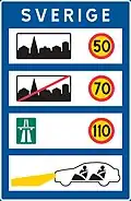 Informacja o dopuszczalnych prędkościach – Szwecja