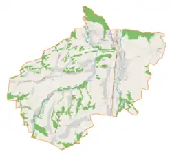 Mapa konturowa gminy Szaflary, po prawej znajduje się punkt z opisem „Szaflary”