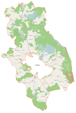 Mapa konturowa gminy wiejskiej Szczecinek, u góry znajduje się punkt z opisem „Stare Wierzchowo”