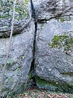 Szczelina z otworem schroniska