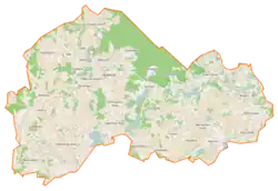 Mapa konturowa gminy Szemud, u góry znajduje się punkt z opisem „Grabowiec”