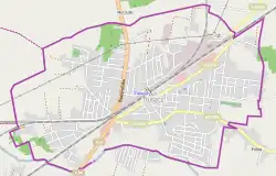 Mapa konturowa Tłuszcza, u góry po prawej znajduje się punkt z opisem „Zakrzewie”