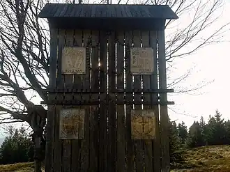 Tablica z nazwami miejscowości parafii Jurków.