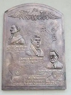 Tablica w Poznaniu upamiętniająca twórców trzech hymnów polskich