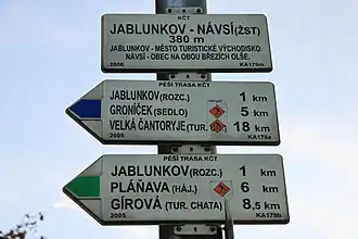 Tabliczki pieszych szlaków w Czechach