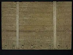 Deska oprawy Graduale de sanctis z zapisem tabulaturowym pochodzącym sprzed 1528