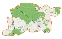 Mapa konturowa gminy Tarnów Opolski, u góry znajduje się punkt z opisem „Walidrogi”