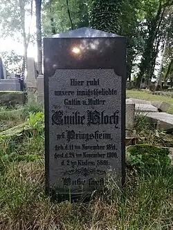 Nagrobek Emilie Bloch z&nbsp;1900 roku