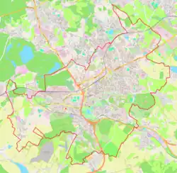 Mapa konturowa Cieplic, w centrum znajduje się punkt z opisem „Teplice v Čechách”